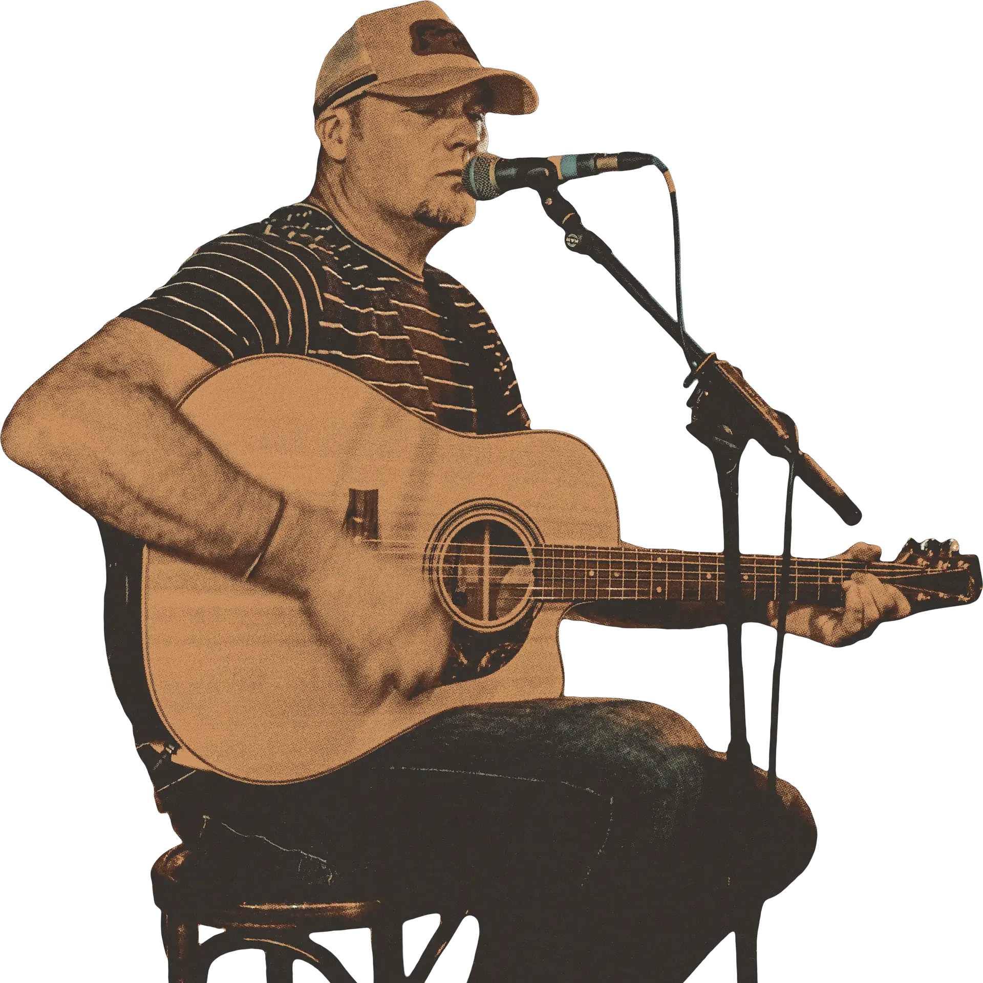 Tommy Pickett singing and playing acoustic guitar